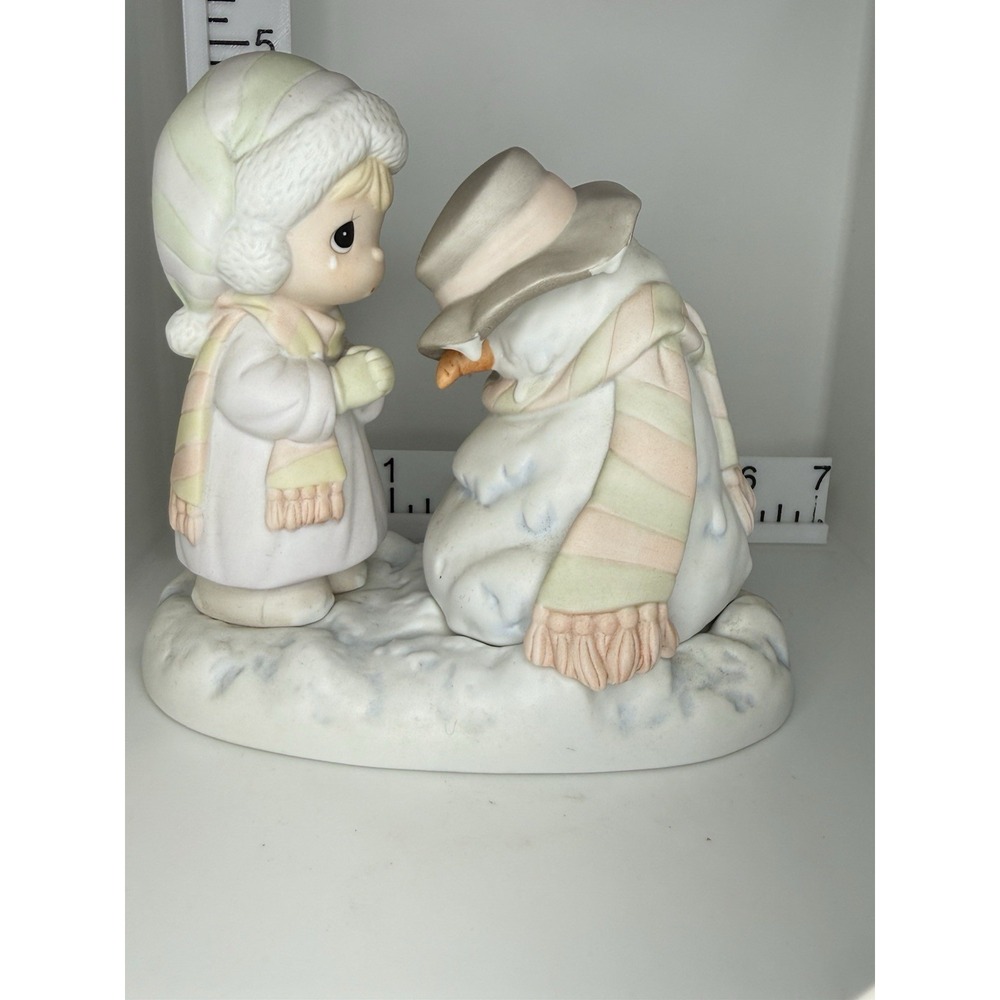 Precious Moments 52913 We're Going To Miss You 1990 Porcelain Snowman Figurine
